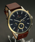 Buy Tommy Hilfiger Mens Quartz Brown Leather Strap Blue Dial 44mm Watch - 1710496 in Pakistan