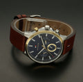 Buy Tommy Hilfiger Mens Quartz Brown Leather Strap Blue Dial 44mm Watch - 1710496 in Pakistan
