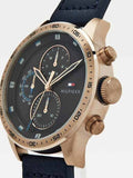 Buy Tommy Hilfiger Mens Quartz Blue Leather Strap Grey Dial 46mm Watch - 1791808 in Pakistan
