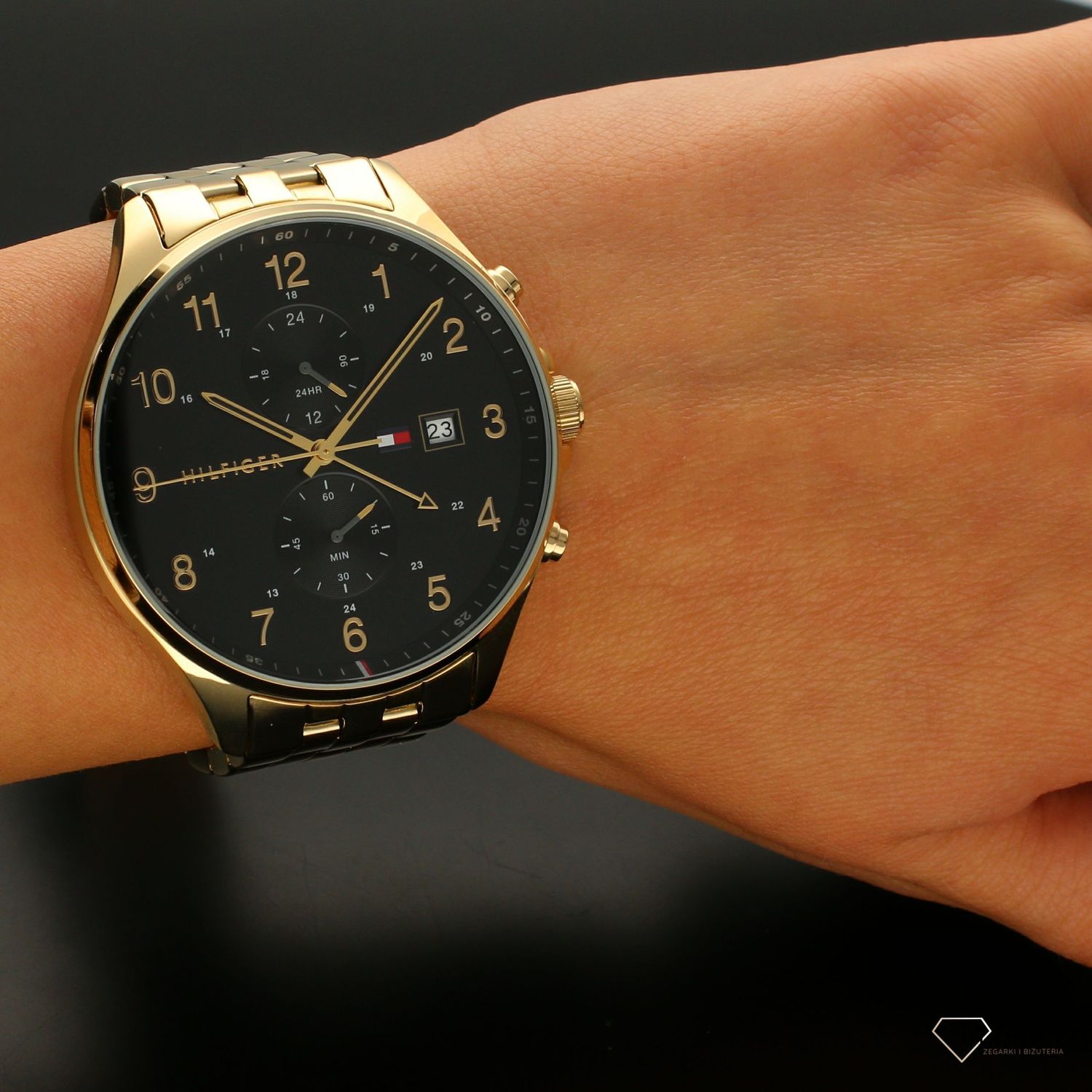 Buy Tommy Hilfiger Mens Quartz Gold Stainless Steel Black Dial 44mm Watch - 1791708 in Pakistan