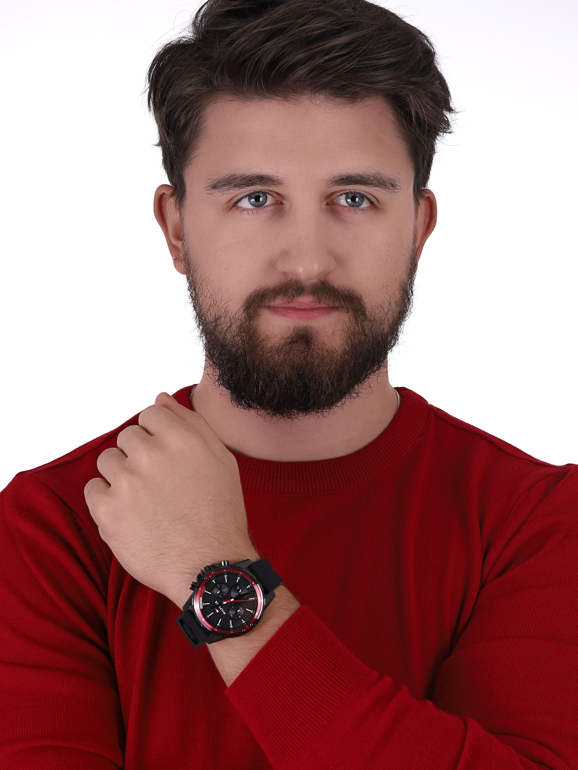 Buy Tommy Hilfiger Mens Quartz Silicone Strap Black Dial 45mm Watch - 1791793 in Pakistan