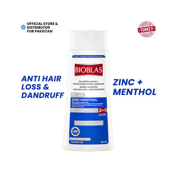 Buy Bioblas - Dandruff Hair Loss Shampoo (Zinc + Menthol) 360ml in Pakistan