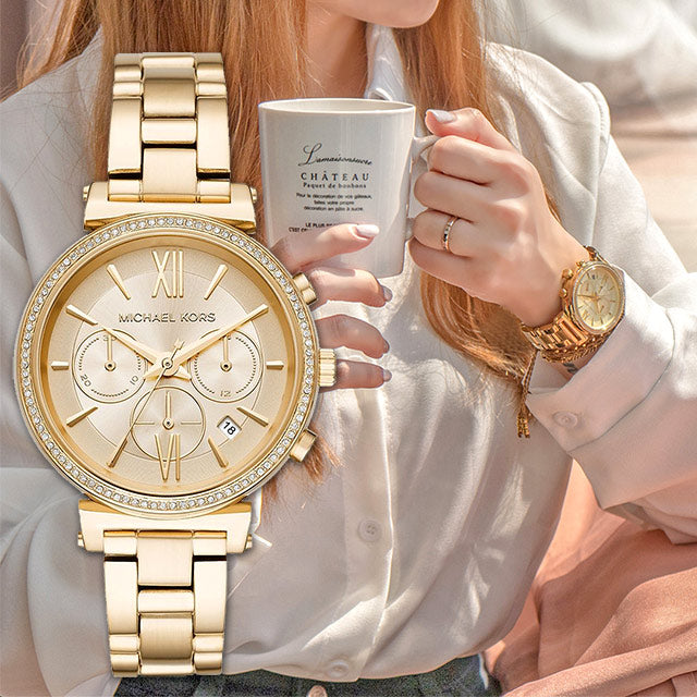 Buy Michael Kors Womens Quartz Chronograph Stainless Steel Gold Dial 39mm Watch - Mk6559 in Pakistan