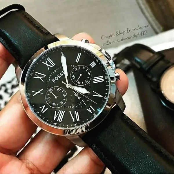 Buy Fossil Men's Chronograph Quartz Leather Strap Black Dial 44mm Watch FS4812 in Pakistan