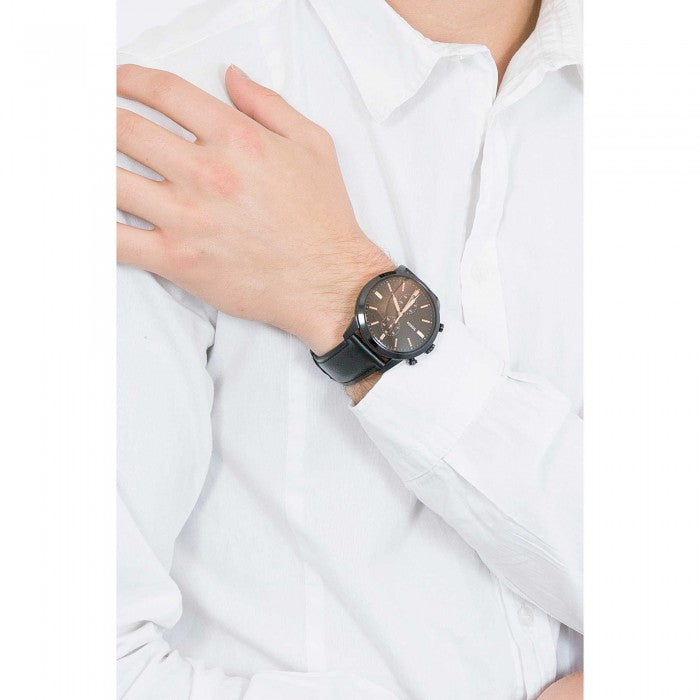 Buy Fossil Men's Chronograph Quartz Leather Strap Black Dial 44mm Watch FS5585 in Pakistan