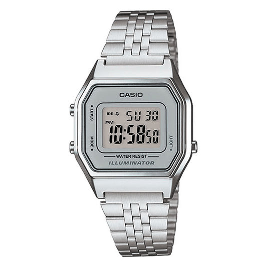 Buy Casio Silver Stainless Steel Ladies Digital Vintage Watch - LA-680WA-7D in Pakistan