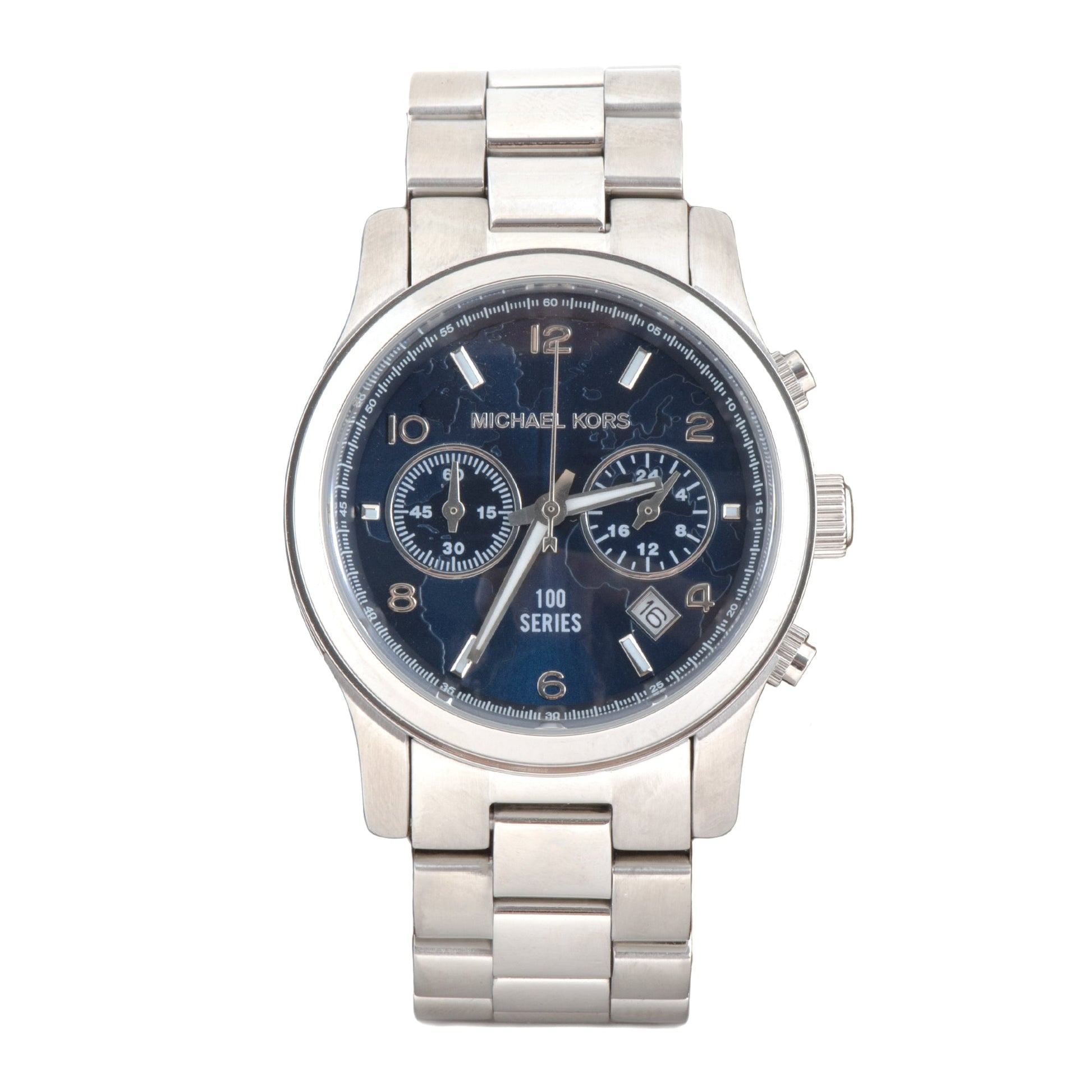 Buy Michael Kors Women's Hunger Stop Chronograph Blue Dial Silver Watch - MK5814 in Pakistan