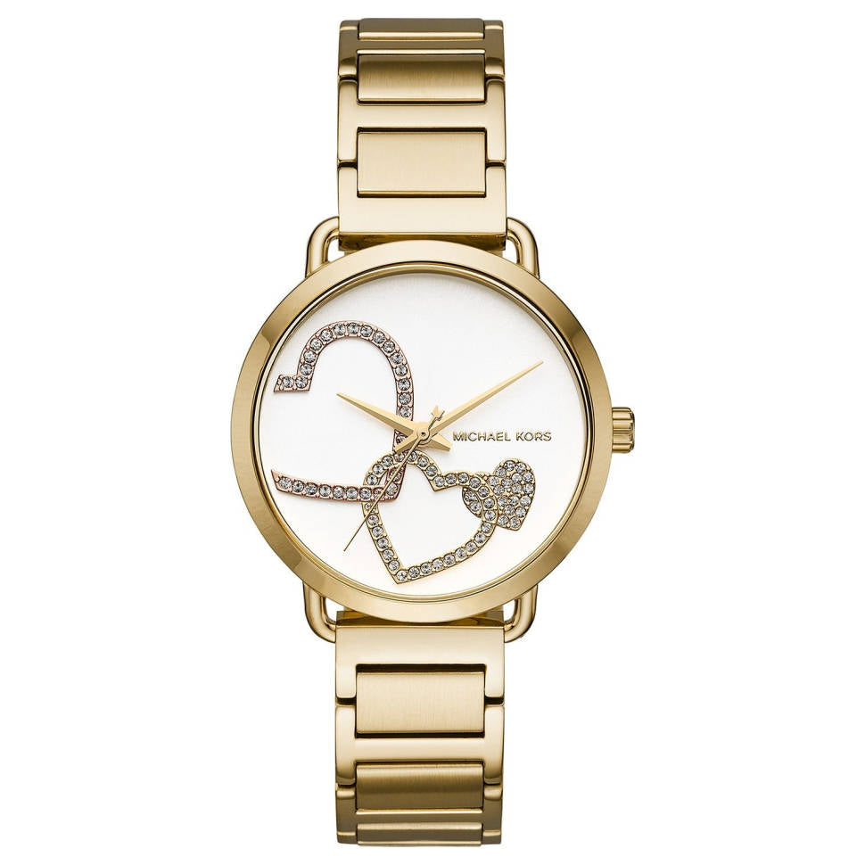 Buy Michael Kors Portia Gold Hearts White Dial Gold Stainless Steel Strap Womens Watch - MK3824 in Pakistan