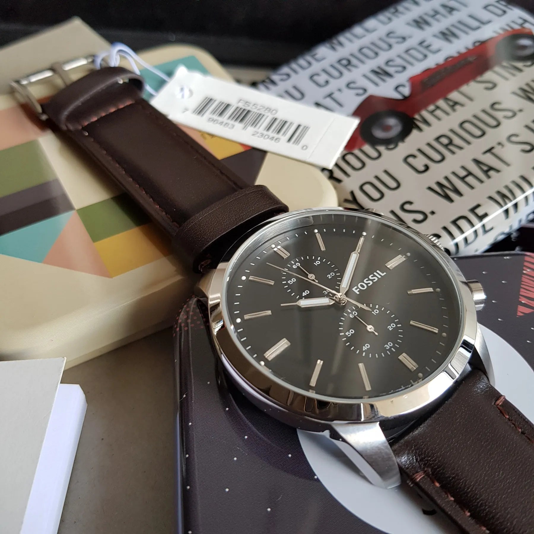 Buy Men's Chronograph Quartz Townsman Brown Leather Strap Black Dial 44Mm Watch in Pakistan