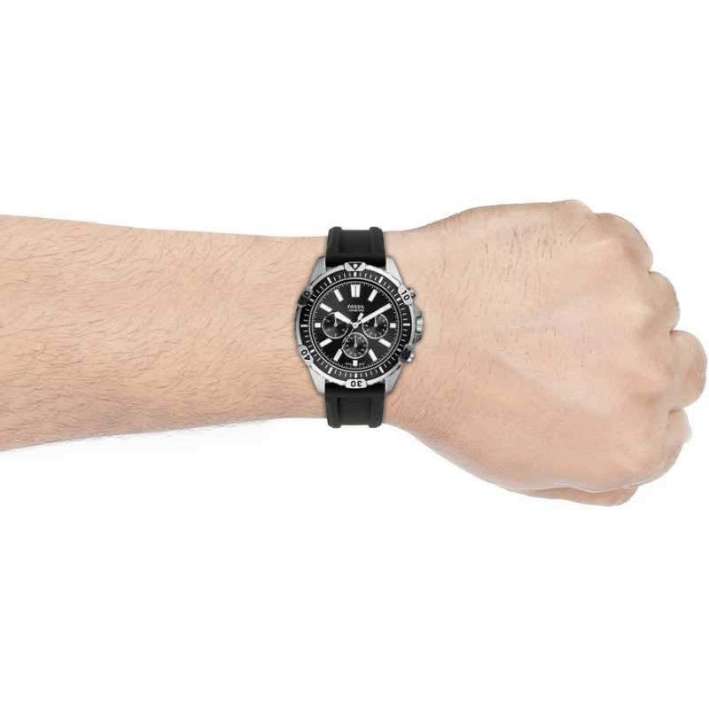 Buy Men's Chronograph Quartz Black Silicone Strap Black Dial 44Mm Watch in Pakistan