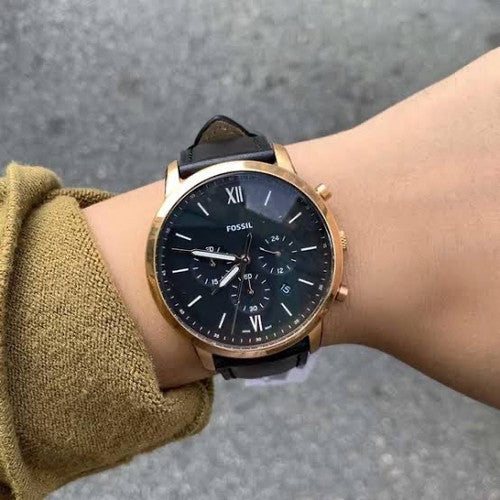 Buy Fossil Men's Chronograph Quartz Black Leather Strap Black Dial 44mm Watch FS5381 in Pakistan