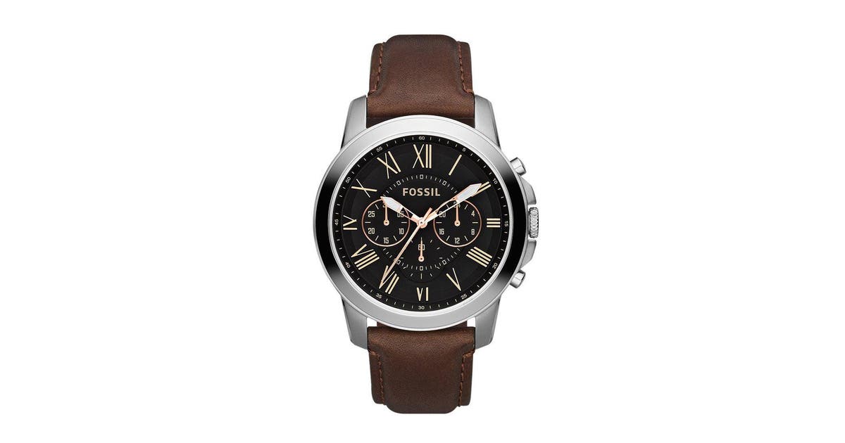 Buy Men's Quartz Chronograph Grant Black Dial Brown Leather Strap Watch in Pakistan