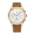 Buy Tommy Hilfiger Mens Quartz Brown Leather Strap Silver Dial 44mm Watch - 1791742 in Pakistan