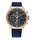 Buy Tommy Hilfiger Mens Quartz Blue Leather Strap Grey Dial 46mm Watch - 1791808 in Pakistan
