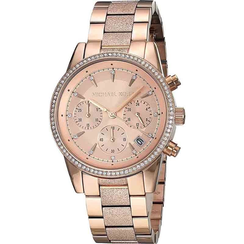 Buy Michael Kors Womens Quartz Ritz Stainless Steel Rose Gold Dial 37mm Watch - Mk6598 in Pakistan