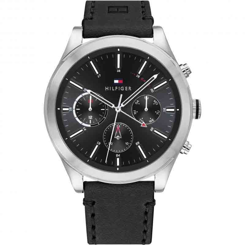 Buy Tommy Hilfiger Mens Quartz Black Leather Strap Black Dial 44mm Watch - 1791740 in Pakistan