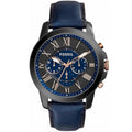 Buy Men's Chronograph Quartz Leather Strap Black And Blue Dial 43Mm Watch in Pakistan