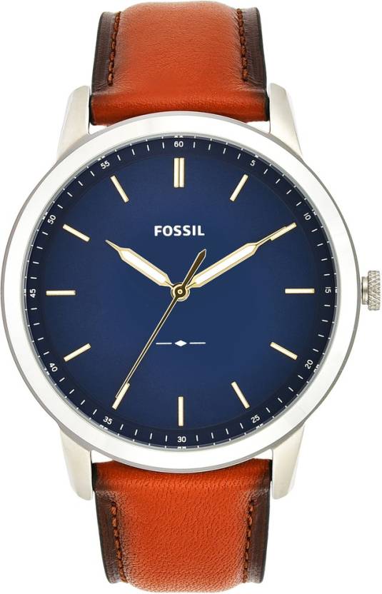 Buy Men's Quartz The Minimalist Brown Leather Strap Blue Dial 44Mm Watch in Pakistan