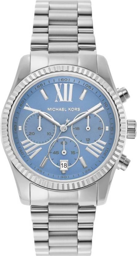 Buy Michael Kors Womens Quartz Lexington Silver Stainless Steel Blue Dial 38mm Watch - Mk7215 in Pakistan