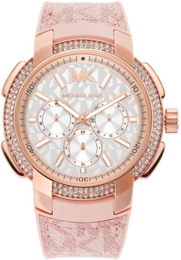 Buy Michael Kors Womens Quartz Sidney Pink Silicone Strap White Dial 42mm Watch - Mk7222 in Pakistan