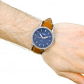 Buy Men's Quartz The Minimalist Brown Leather Strap Blue Dial 44Mm Watch in Pakistan
