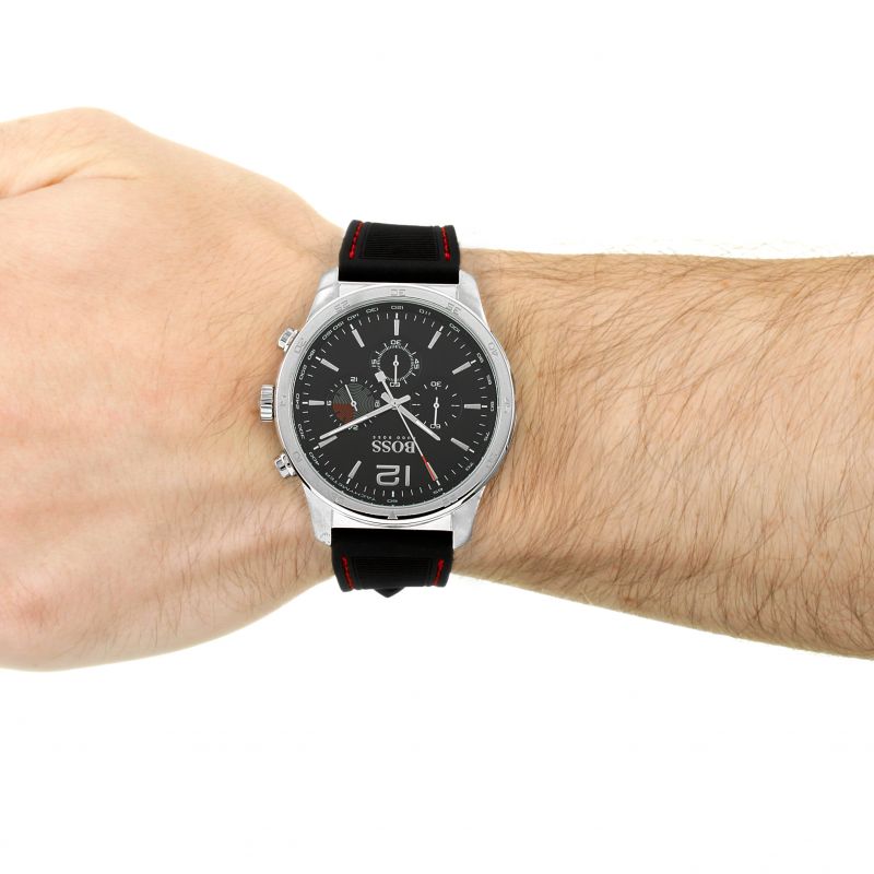 Buy Hugo Boss Chronograph Quartz Silicone Strap Black Dial 44mm Watch for Men - 1513525 in Pakistan