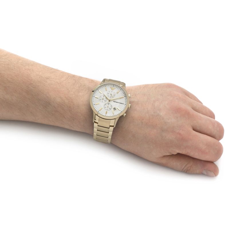 Buy Emporio Armani Mens Chronograph Quartz Stainless Steel Off White Dial 43mm Watch - Ar11332 in Pakistan