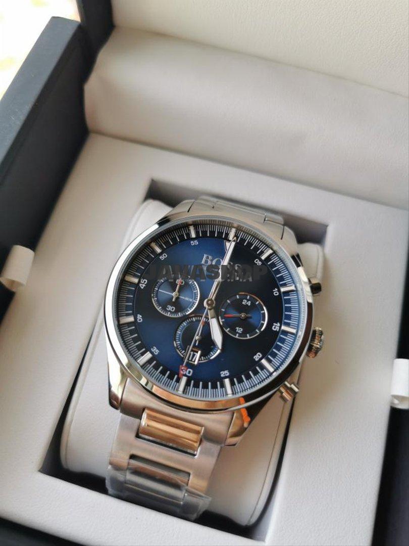 Buy Hugo Boss Mens Quartz Pioneer Silver Stainless Steel Blue Dial 44mm Watch - 1513867 in Pakistan