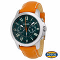 Buy Men's Chronograph Quartz Grant Brown Leather Strap Green Dial 44Mm Watch in Pakistan