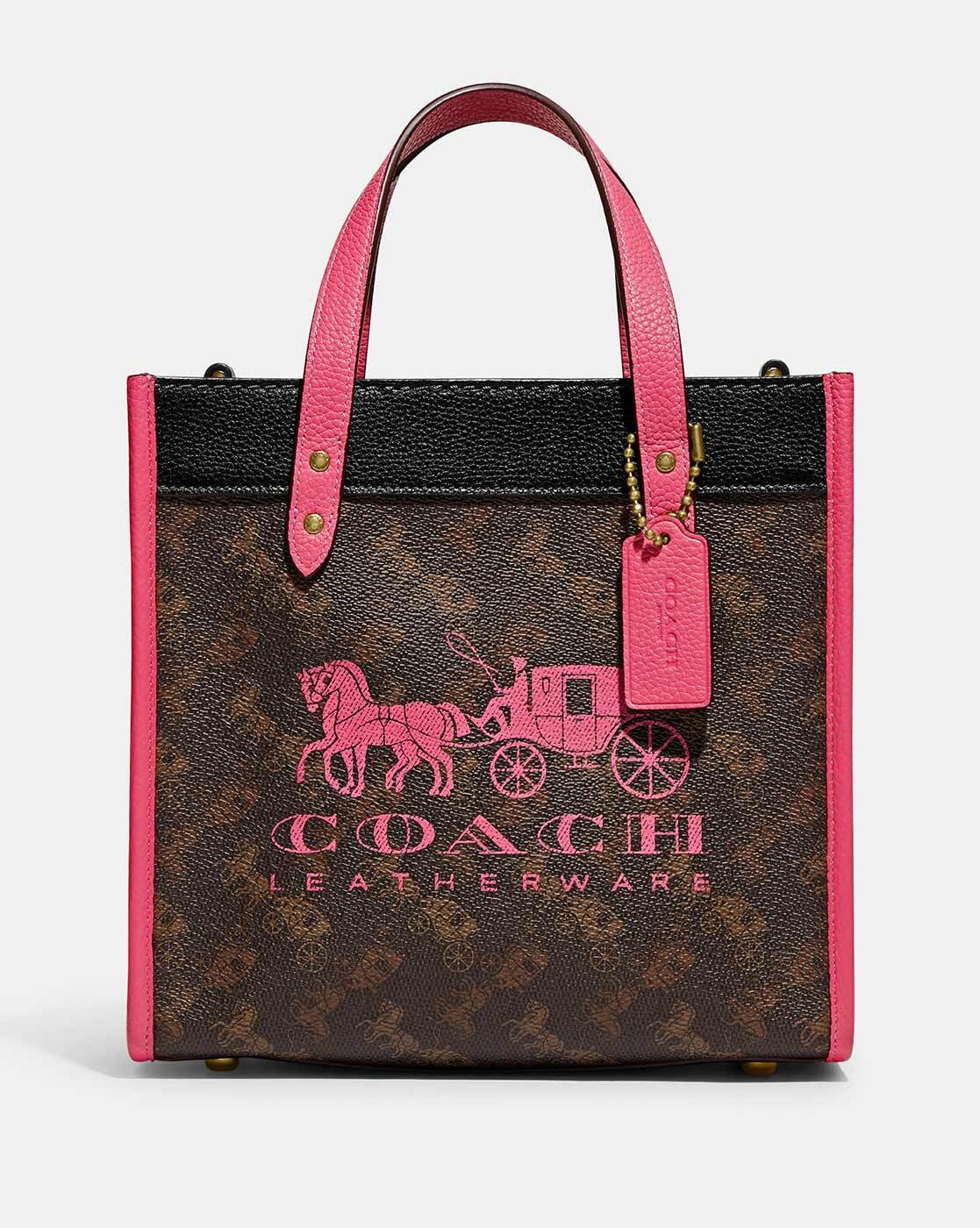 Buy Coach Field Tote In Signature Canvas With Horse And Carriage Print Bag Small - Pink in Pakistan