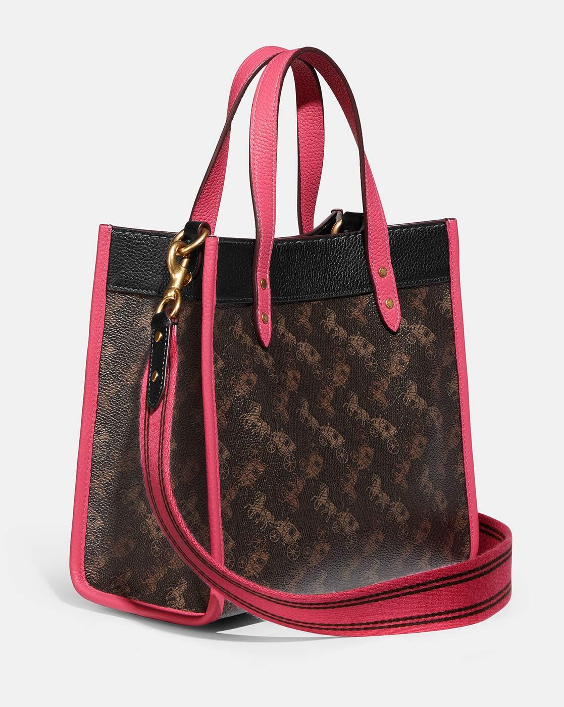 Buy Coach Field Tote In Signature Canvas With Horse And Carriage Print Bag Small - Pink in Pakistan