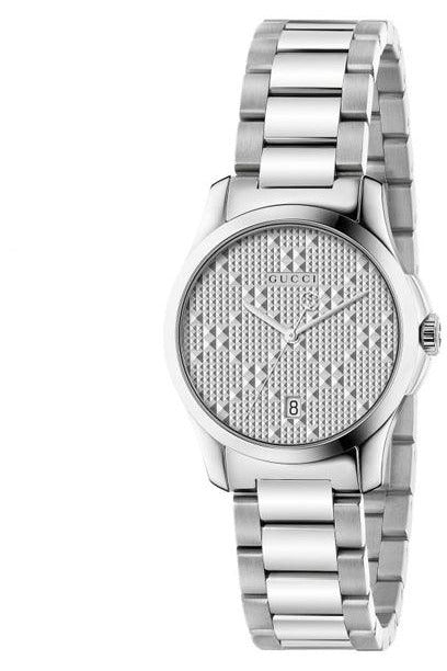 Buy Gucci Women's Swiss Made Quartz Stainless Steel Silver Dial 27mm Watch YA126551 in Pakistan