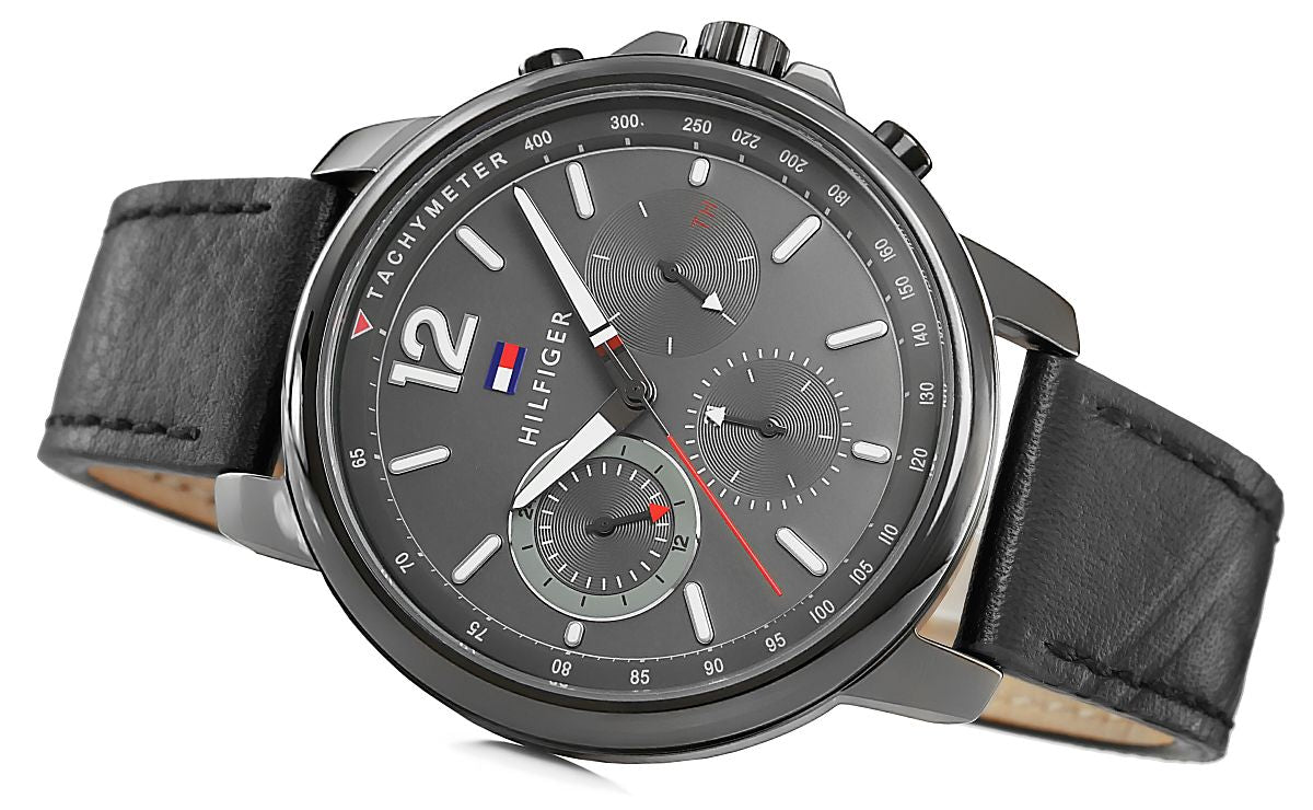 Buy Tommy Hilfiger Quartz Black Leather Strap Grey Dial 46mm Watch for Men - 1791533 in Pakistan