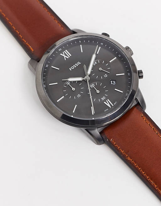 Buy Men's Chronograph Quartz Neutra Amber Leather Strap Gray Dial 44Mm Watch in Pakistan