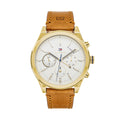 Buy Tommy Hilfiger Mens Quartz Brown Leather Strap Silver Dial 44mm Watch - 1791742 in Pakistan