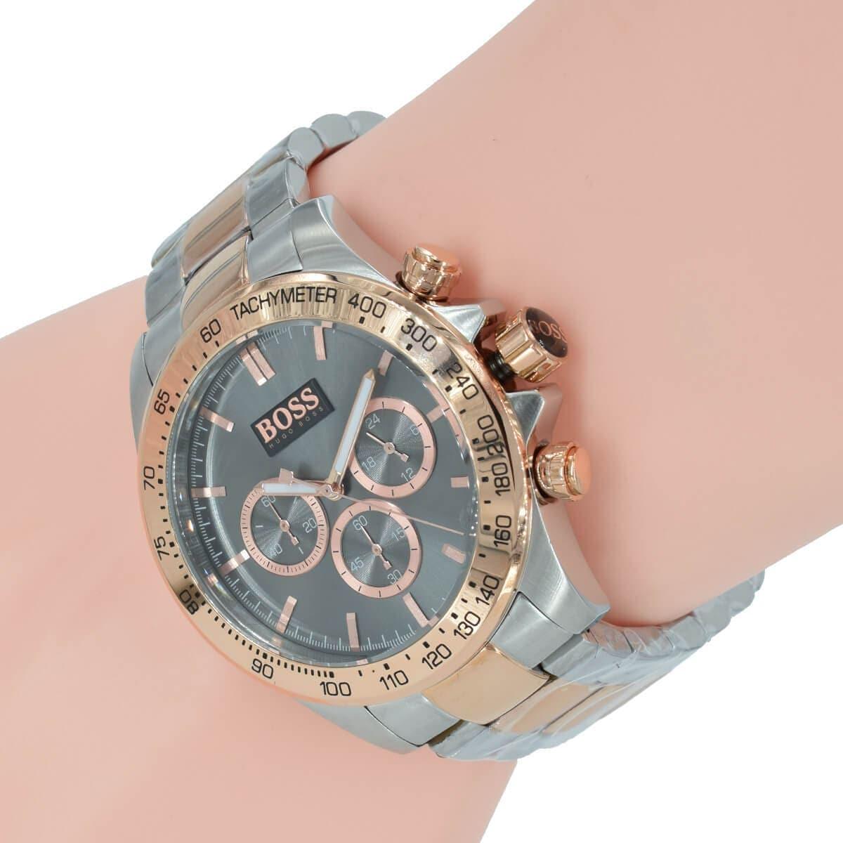 Buy Hugo Boss Mens Ikon Two-tone Rose Gold Silver Strap Grey Dial Watch - 1513339 in Pakistan