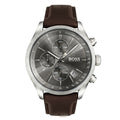 Buy Hugo Boss Mens Chronograph Quartz Leather Strap Grey Dial 44mm Watch - 1513476 in Pakistan