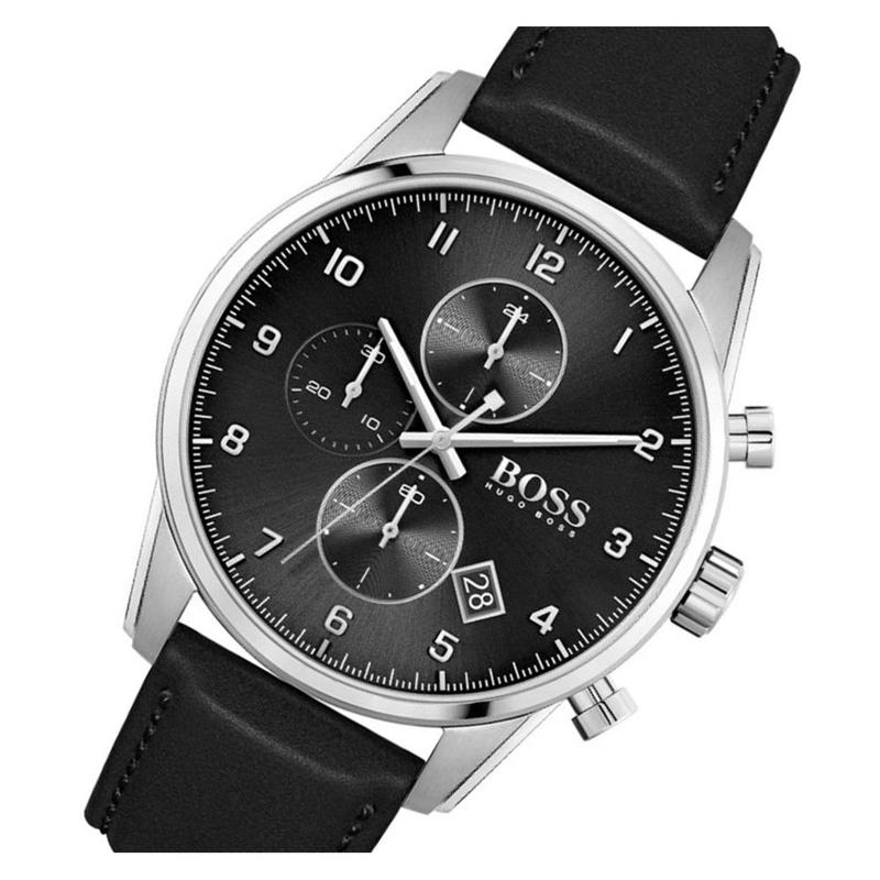 Buy Hugo Boss Quartz Black Leather Strap Black Dial 44mm Watch for Men - 1513782 in Pakistan