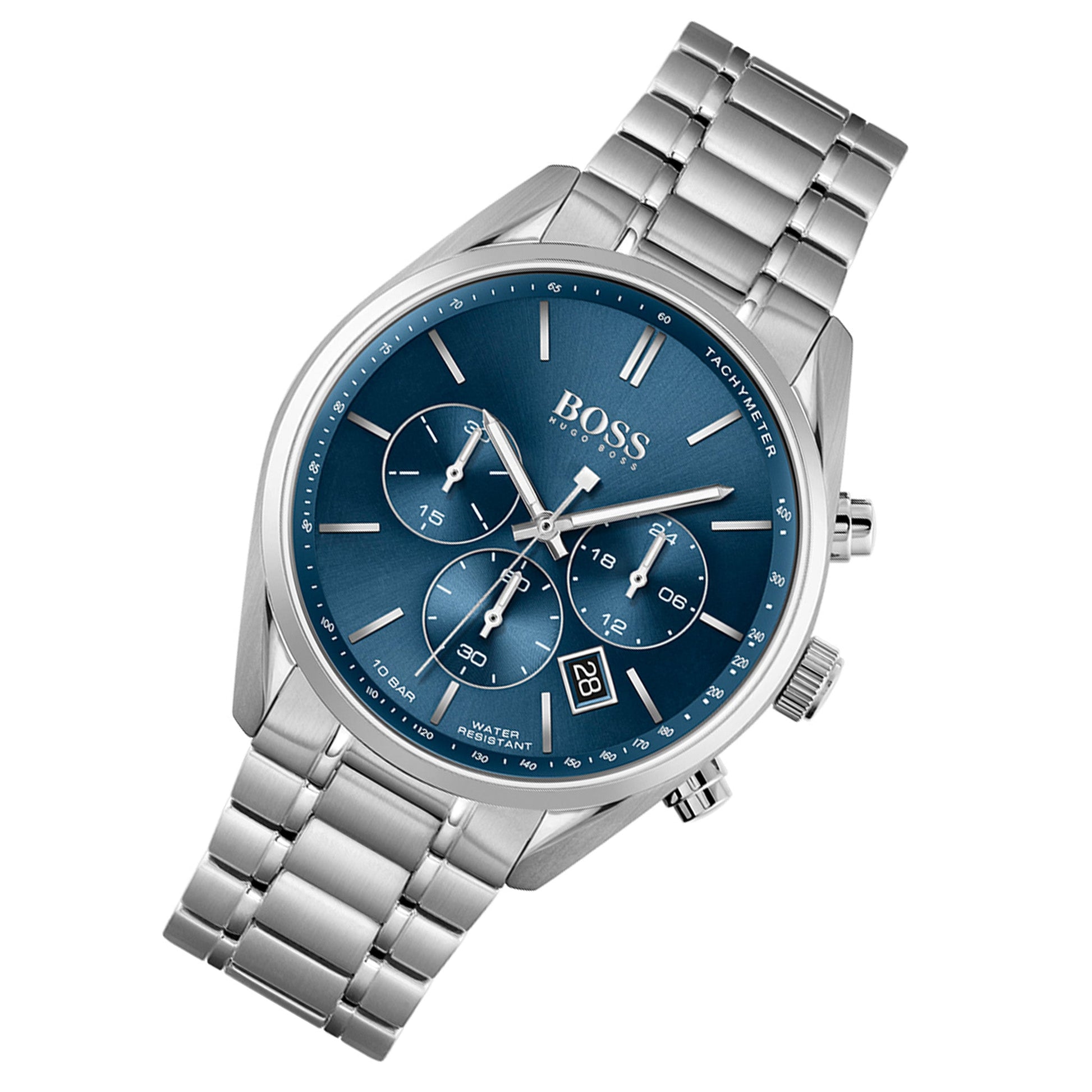 Buy Hugo Boss Mens Quartz Skymaster Chrono Stainless Steel Blue Dial 44mm Watch - 1513784 in Pakistan