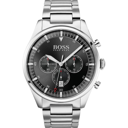 Buy Hugo Boss Mens Chronograph Silver Stainless Steel Black Dial 44mm Watch - 1513712 in Pakistan