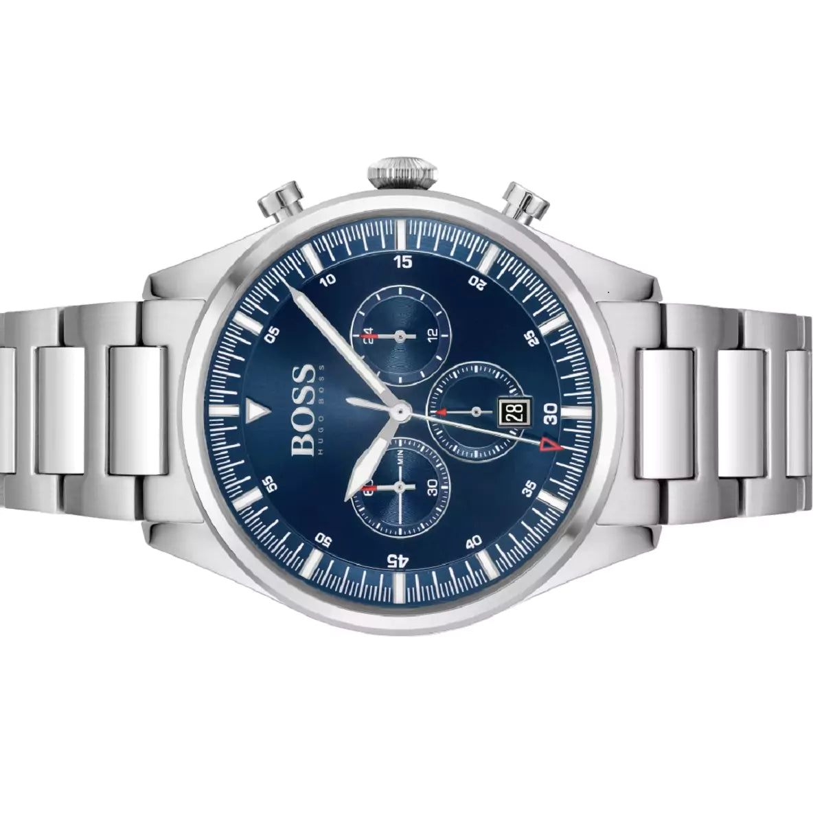 Buy Hugo Boss Mens Quartz Pioneer Silver Stainless Steel Blue Dial 44mm Watch - 1513867 in Pakistan