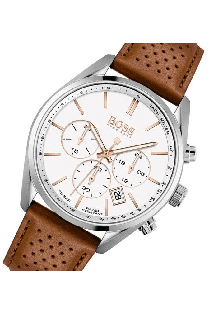 Buy Hugo Boss Men’s Quartz Leather Strap White Dial 44mm Watch 1513879 in Pakistan