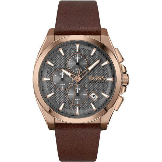Buy Hugo Boss Mens Quartz Brown Leather Strap Grey Dial 46mm Watch - 1513882 in Pakistan