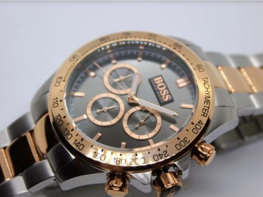 Buy Hugo Boss Mens Ikon Two-tone Rose Gold Silver Strap Grey Dial Watch - 1513339 in Pakistan