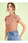 Buy SHEIN Embroidered Mesh Sleeve Keyhole Front Top in Pakistan
