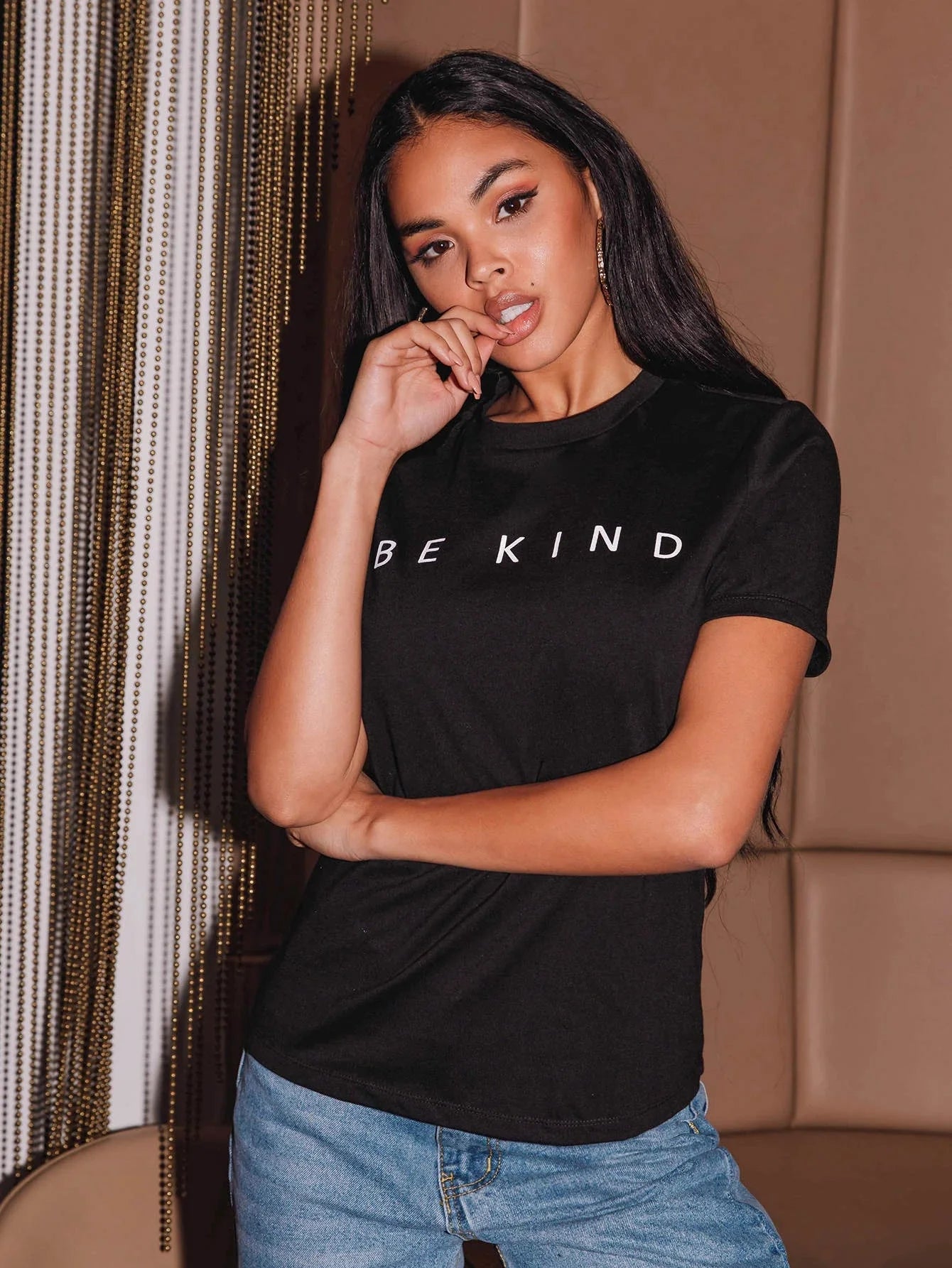 Buy Shein Ezwear Letter Graphic Round Neck Tee in Pakistan