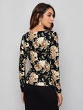 Buy Shein Emery Rose Square Neck Floral Print Tee in Pakistan