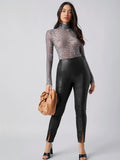 Buy Shein Unity Mock Neck Snake Print Mesh Top in Pakistan