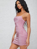 Buy Shein Bae Glitter Knit Ruched Cami Bodycon Mini Dress in Pakistan