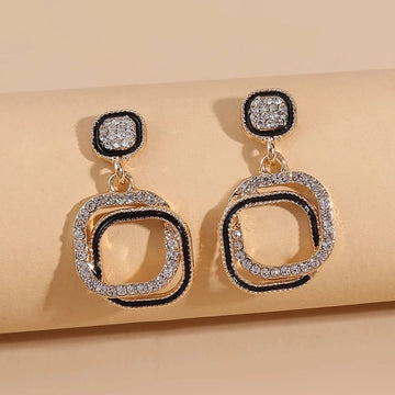 Buy Shein Rhinestone Decor Geometric Earrings - Yellow Gold in Pakistan